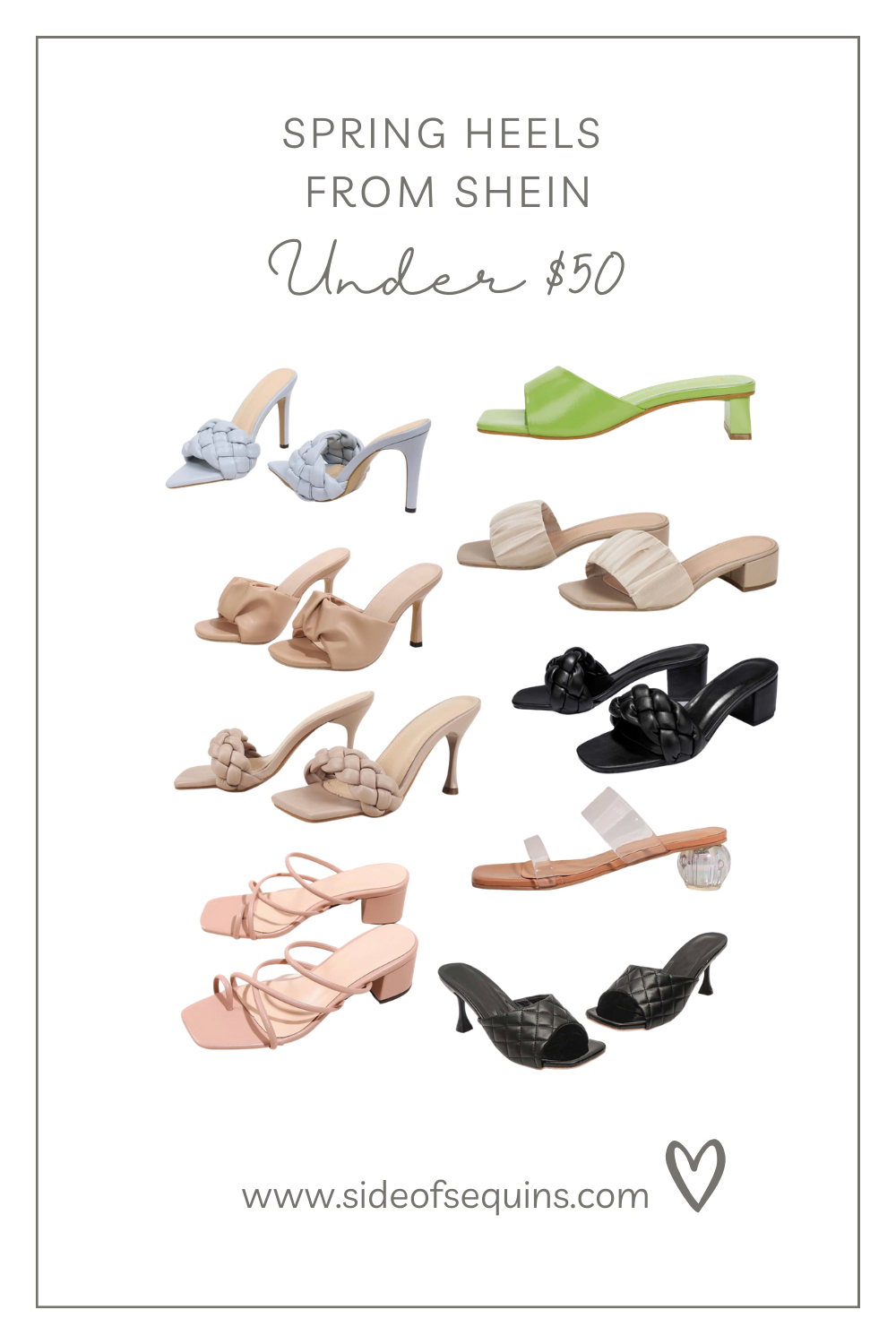Spring heels to shop under fifty dollars - Side of Sequins
